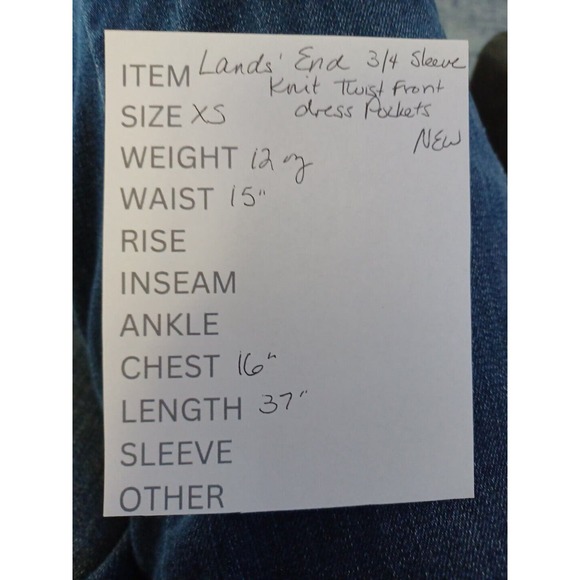 Lands' End Size XS Twist Front Knit Dress 3/4 Sleeve Geometric Print Pockets NEW - Picture 10 of 10